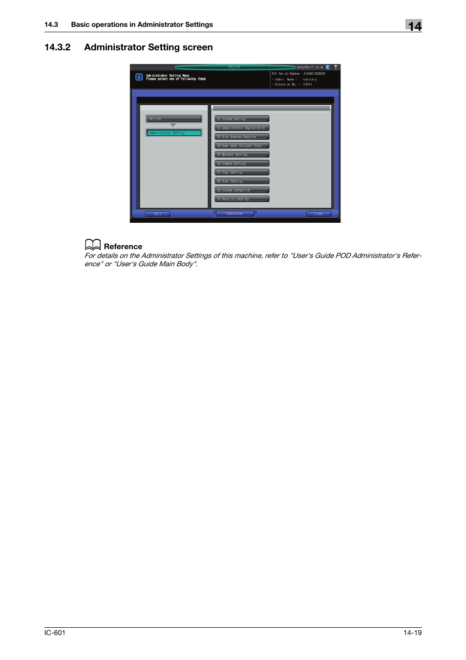 2 administrator setting screen, Administrator setting screen -19 | Konica Minolta bizhub PRESS C70hc User Manual | Page 197 / 249