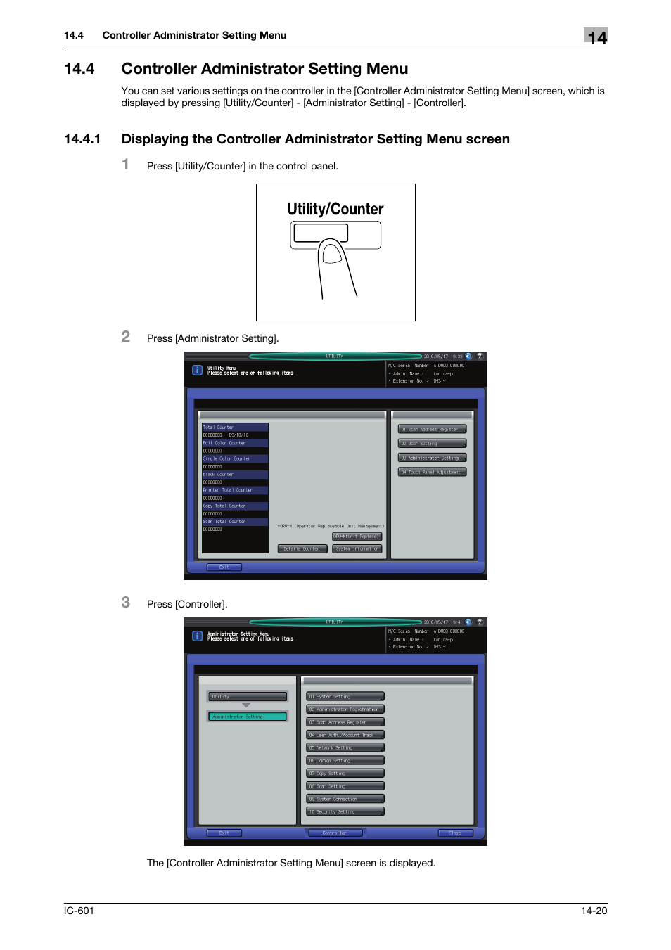 4 controller administrator setting menu, Controller administrator setting menu -20 | Konica Minolta bizhub PRESS C70hc User Manual | Page 198 / 249