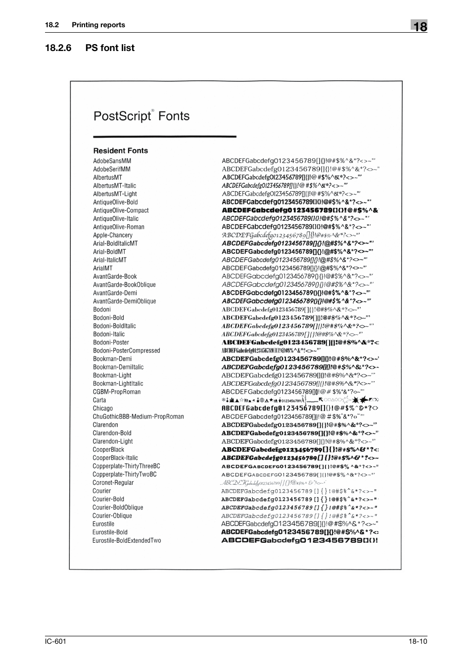 6 ps font list, Ps font list -10 | Konica Minolta bizhub PRESS C70hc User Manual | Page 237 / 249