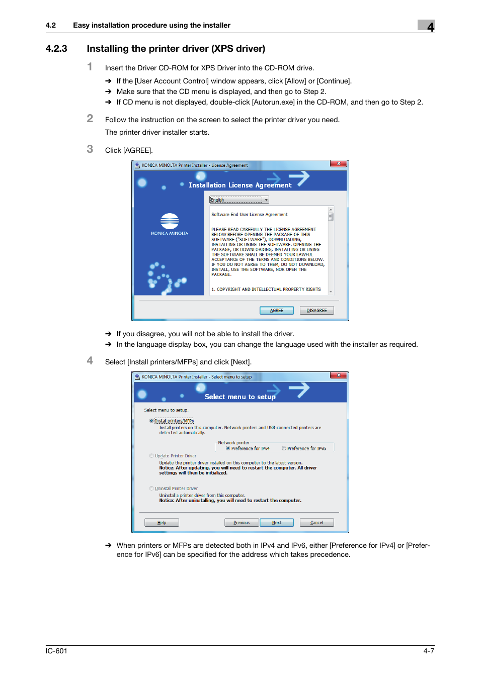 3 installing the printer driver (xps driver), Installing the printer driver (xps driver) -7 | Konica Minolta bizhub PRESS C70hc User Manual | Page 36 / 249