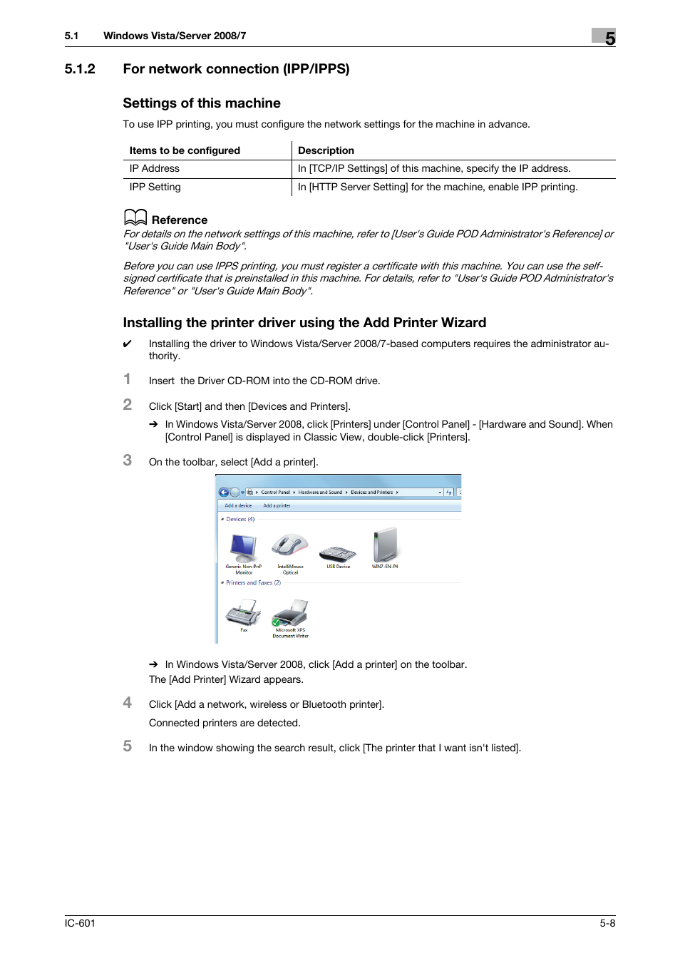 2 for network connection (ipp/ipps), Settings of this machine, For network connection (ipp/ipps) -8 | Konica Minolta bizhub PRESS C70hc User Manual | Page 46 / 249