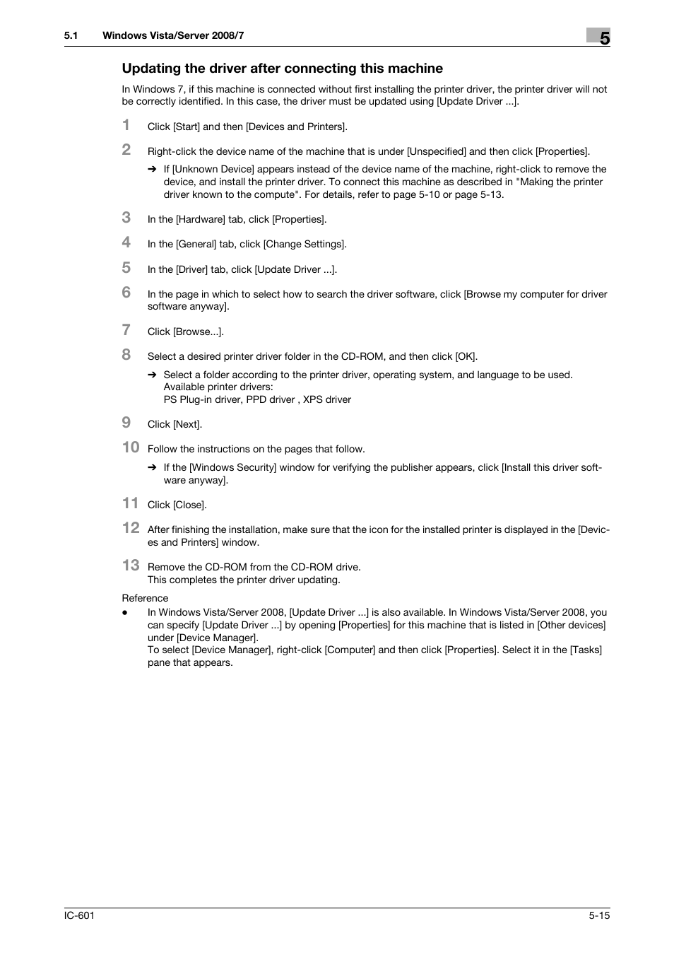 Updating the driver after connecting this machine | Konica Minolta bizhub PRESS C70hc User Manual | Page 53 / 249