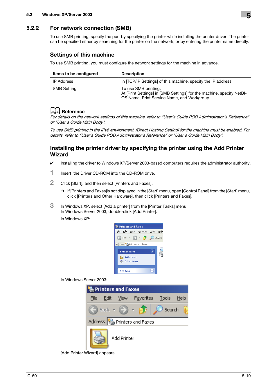 2 for network connection (smb), Settings of this machine, For network connection (smb) -19 | Konica Minolta bizhub PRESS C70hc User Manual | Page 57 / 249