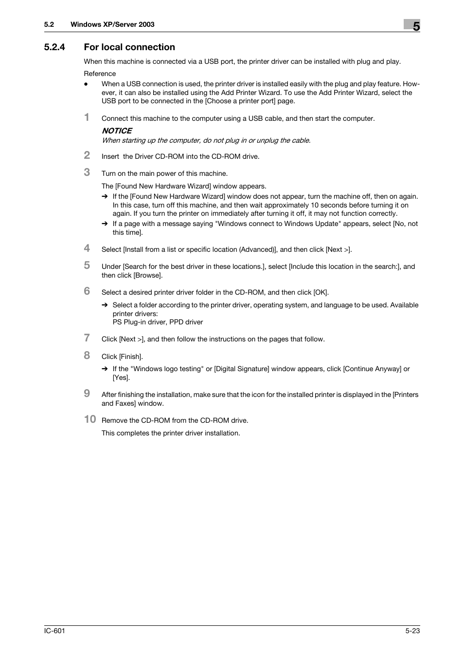 4 for local connection, For local connection -23, P. 5-23 | Konica Minolta bizhub PRESS C70hc User Manual | Page 61 / 249