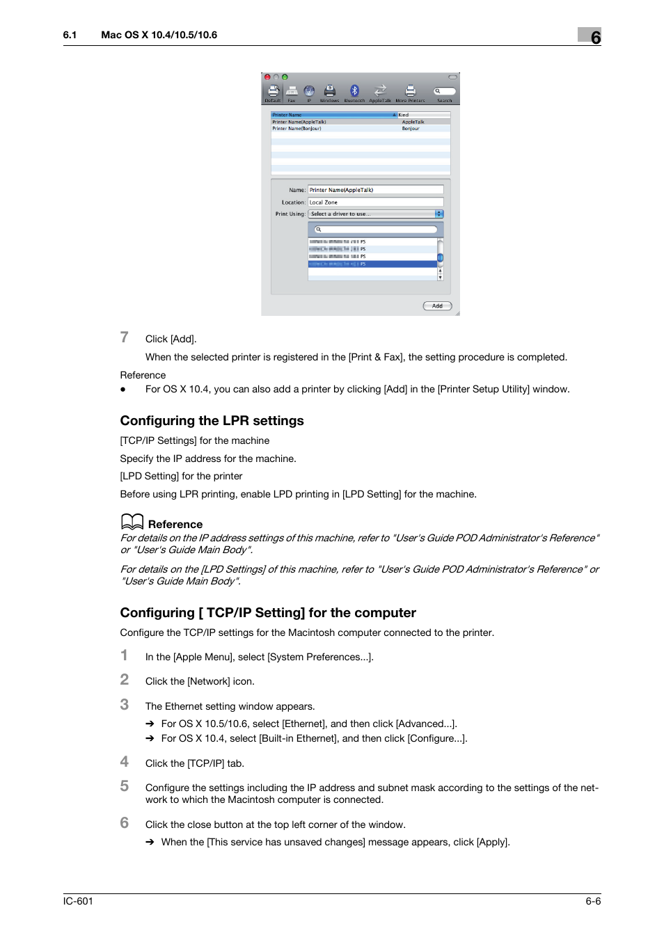 Configuring the lpr settings, Configuring [ tcp/ip setting] for the computer | Konica Minolta bizhub PRESS C70hc User Manual | Page 73 / 249