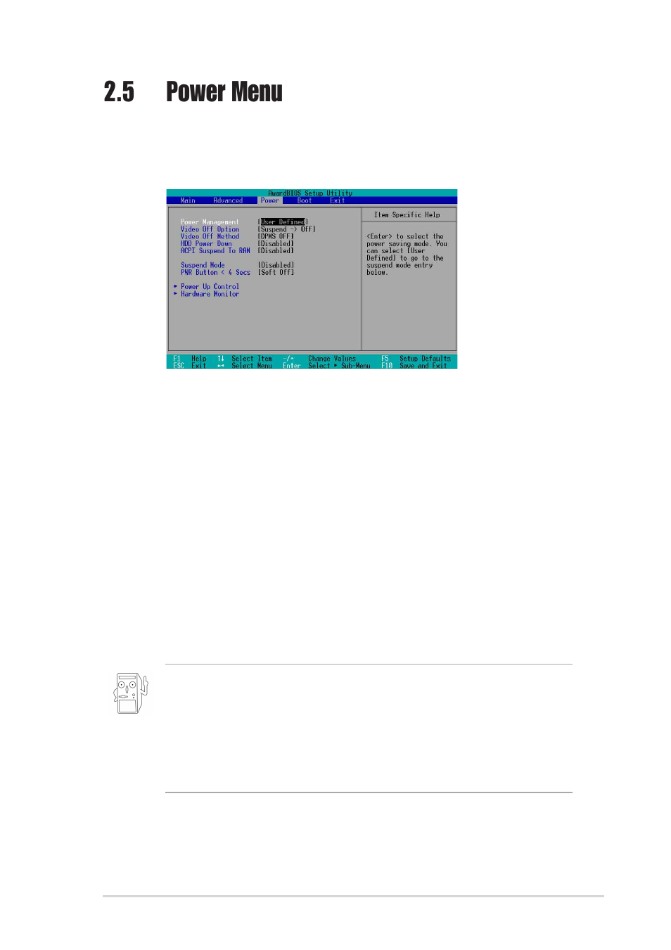 5 power menu | Asus P4BGL-MX User Manual | Page 51 / 67