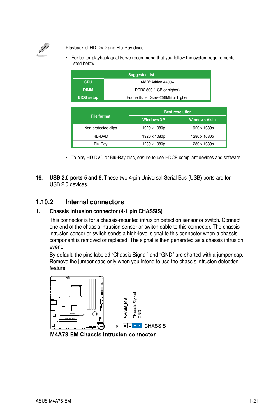 2 internal connectors, 2 internal connectors -21 | Asus Motherboard M4A78-EM User Manual | Page 33 / 64