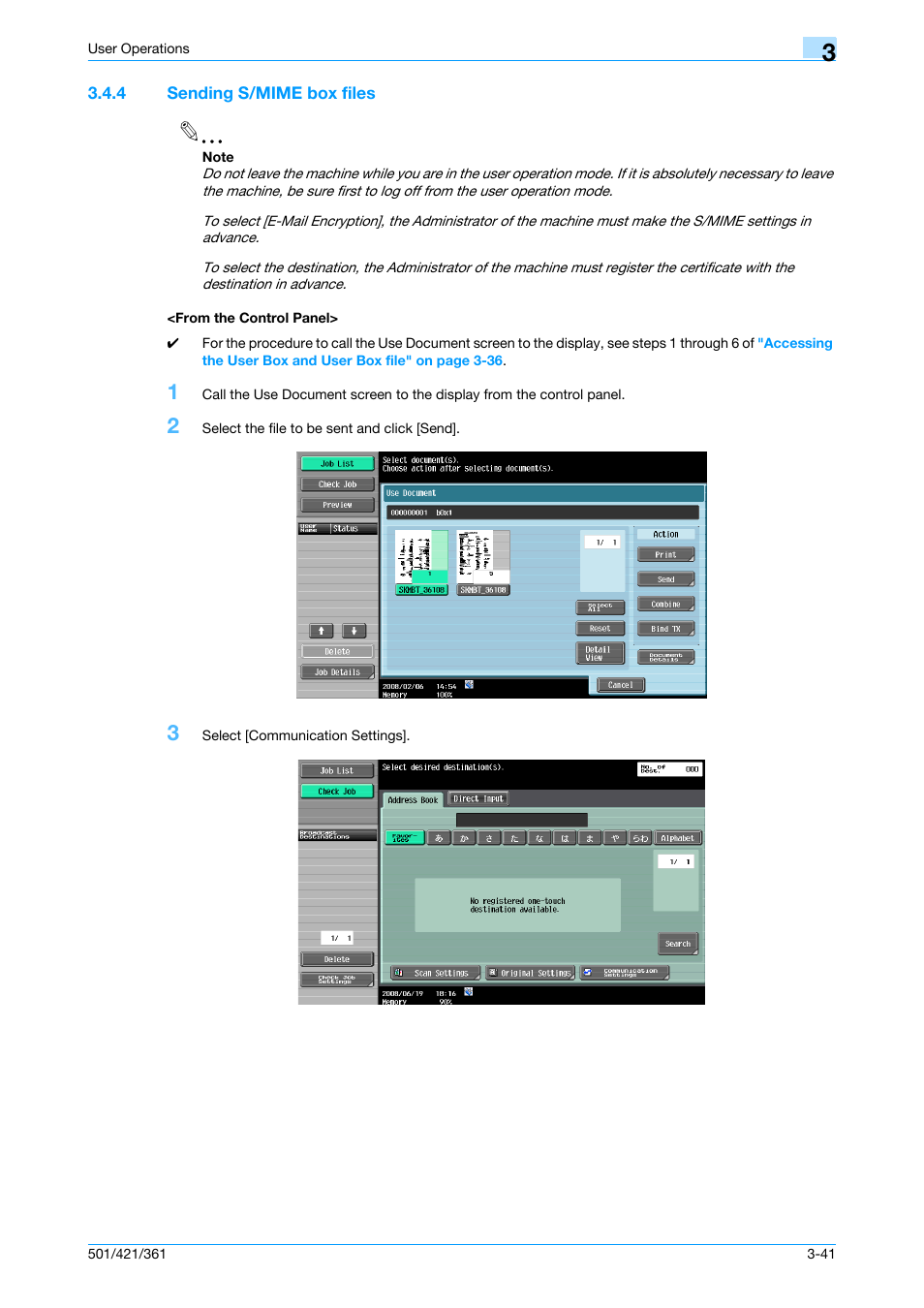 4 sending s/mime box files, From the control panel | Konica Minolta bizhub 361 User Manual | Page 174 / 217