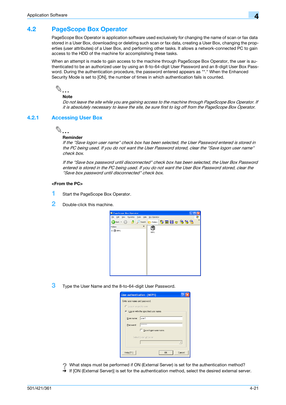 1 accessing user box, From the pc, Accessing user box -21 <from the pc> -21 | Konica Minolta bizhub 361 User Manual | Page 199 / 217