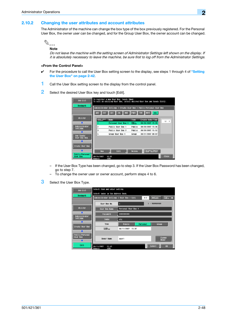 From the control panel | Konica Minolta bizhub 361 User Manual | Page 65 / 217