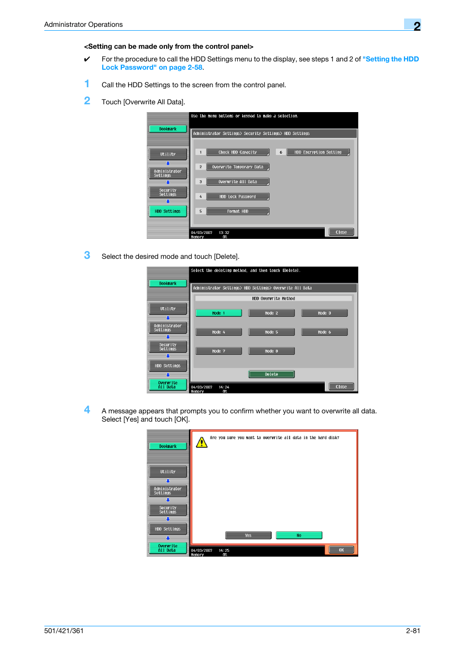 Setting can be made only from the control panel | Konica Minolta bizhub 361 User Manual | Page 98 / 217