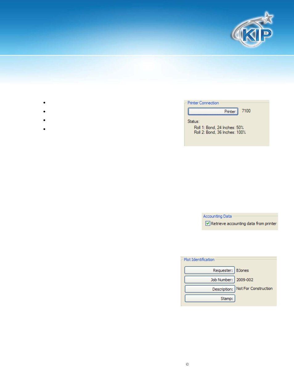Status, Plot identification, Kip certified autocad driver | Konica Minolta KIP Color 80 User Manual | Page 19 / 28