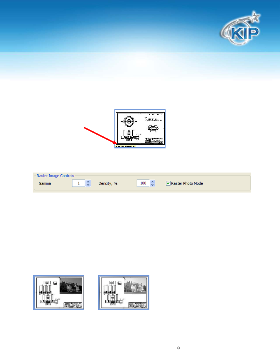 Header, Raster image control, Gamma | Density, Kip certified autocad driver | Konica Minolta KIP Color 80 User Manual | Page 22 / 28