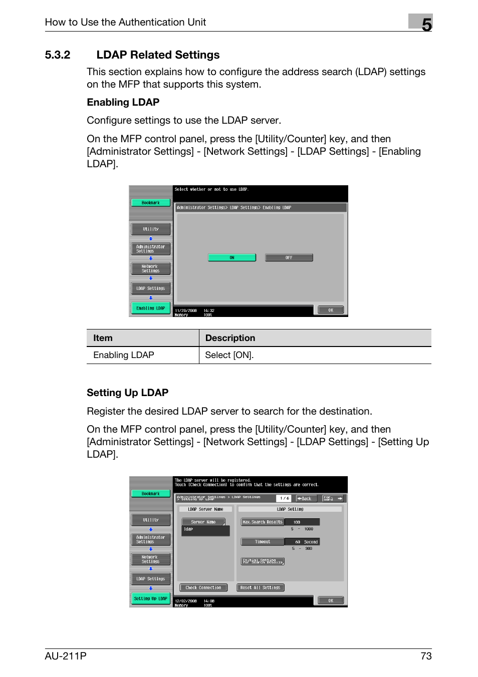 2 ldap related settings | Konica Minolta bizhub 751 User Manual | Page 11 / 53