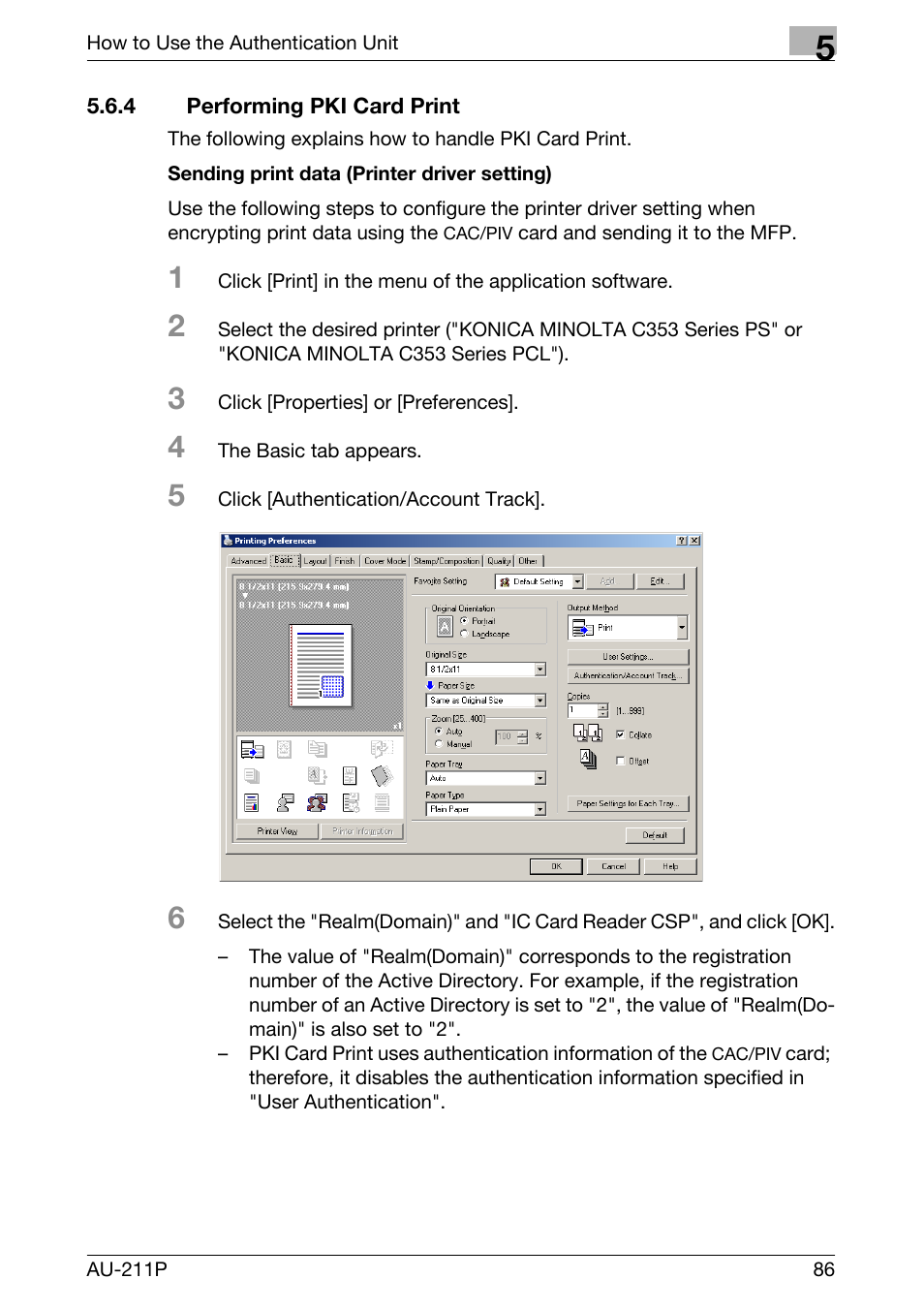 4 performing pki card print | Konica Minolta bizhub 751 User Manual | Page 24 / 53