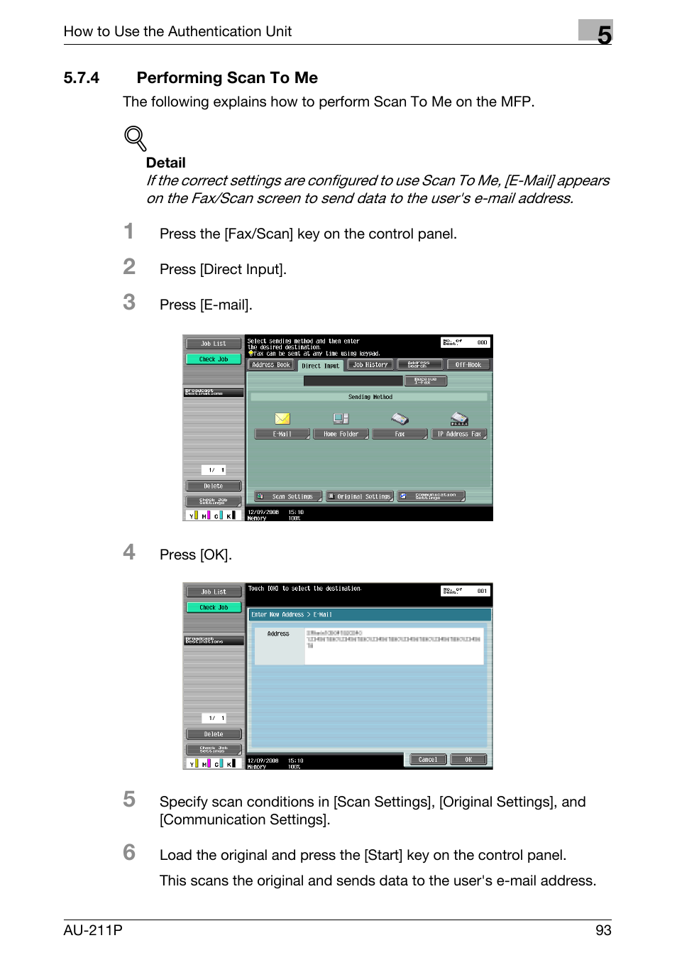 4 performing scan to me | Konica Minolta bizhub 751 User Manual | Page 31 / 53