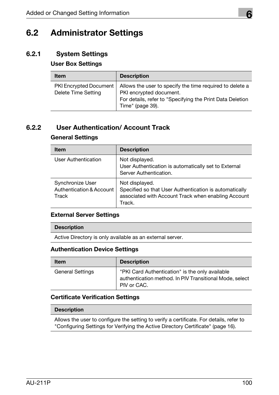 2 administrator settings, 1 system settings, 2 user authentication/ account track | Konica Minolta bizhub 751 User Manual | Page 38 / 53