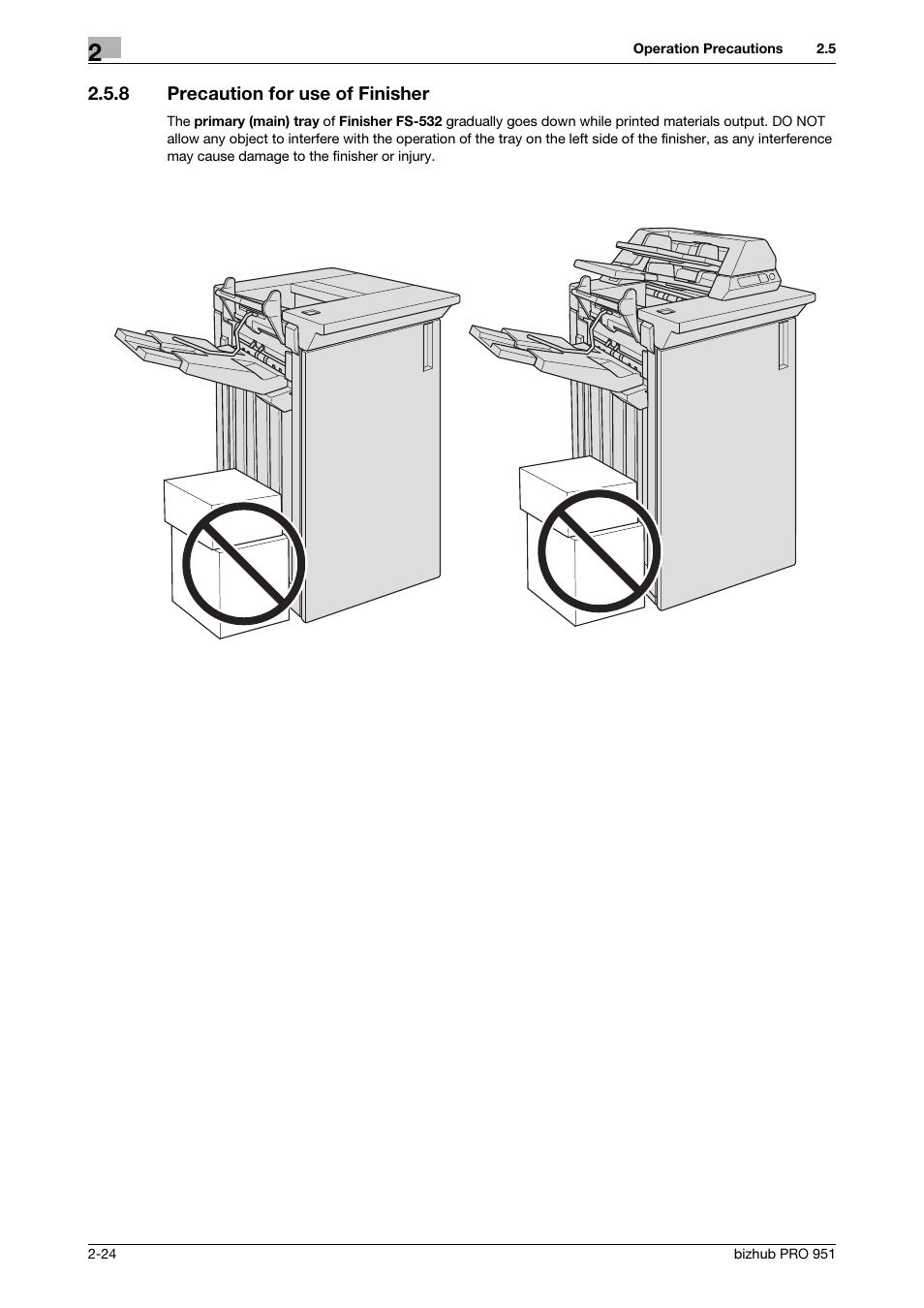 8 precaution for use of finisher, Precaution for use of finisher -24 | Konica Minolta bizhub PRO 951 User Manual | Page 34 / 36