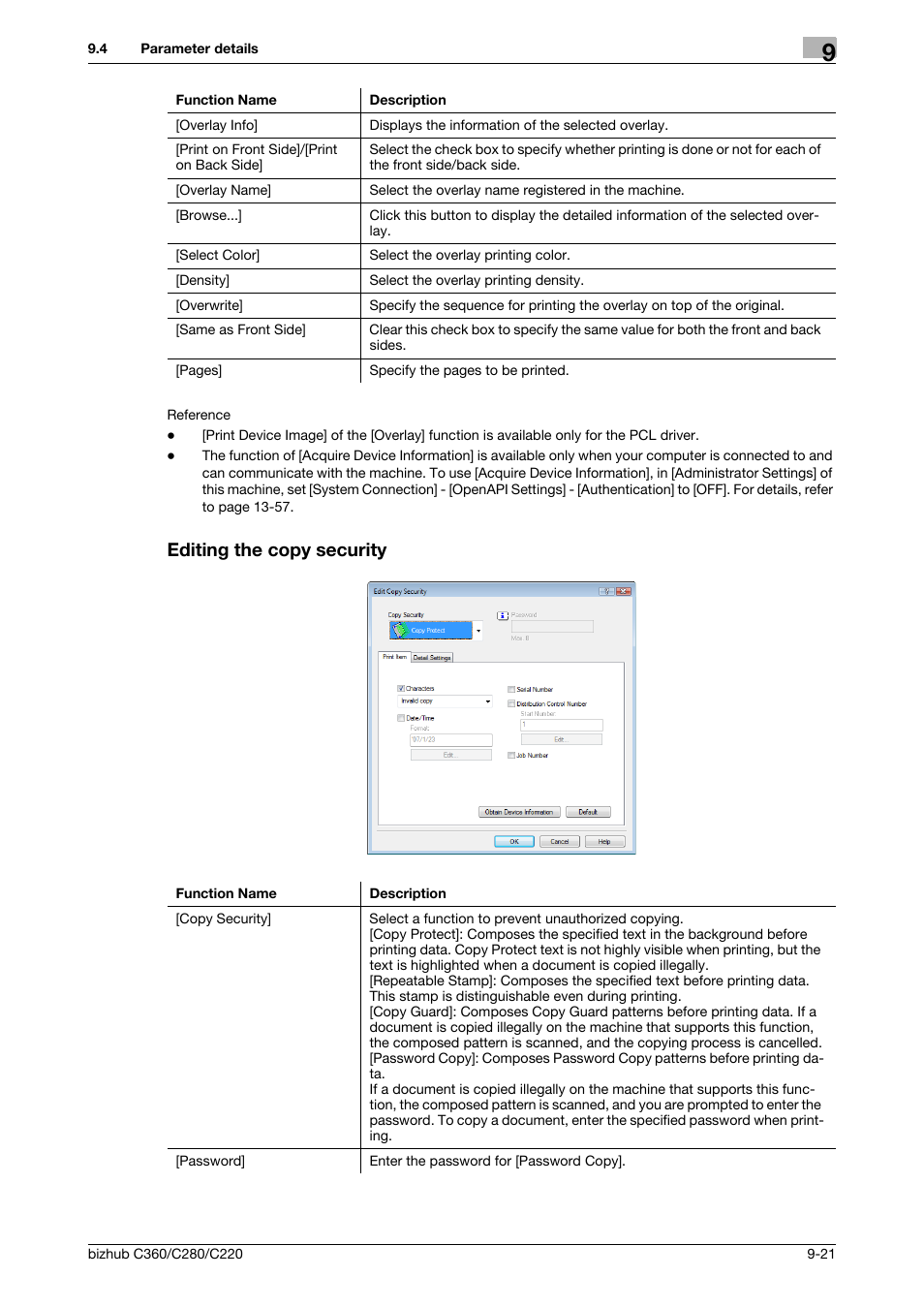 Editing the copy security, Editing the copy security -21 | Konica Minolta BIZHUB C360 User Manual | Page 111 / 311