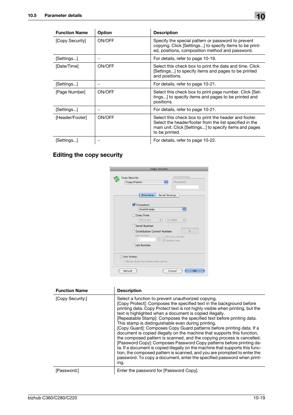 Editing the copy security, Editing the copy security -19 | Konica Minolta BIZHUB C360 User Manual | Page 135 / 311