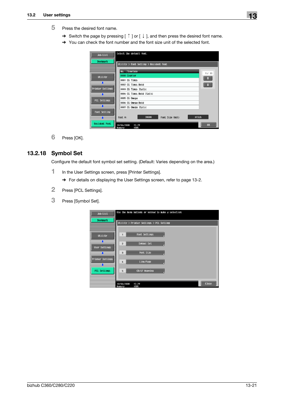 18 symbol set, Symbol set -21 | Konica Minolta BIZHUB C360 User Manual | Page 213 / 311