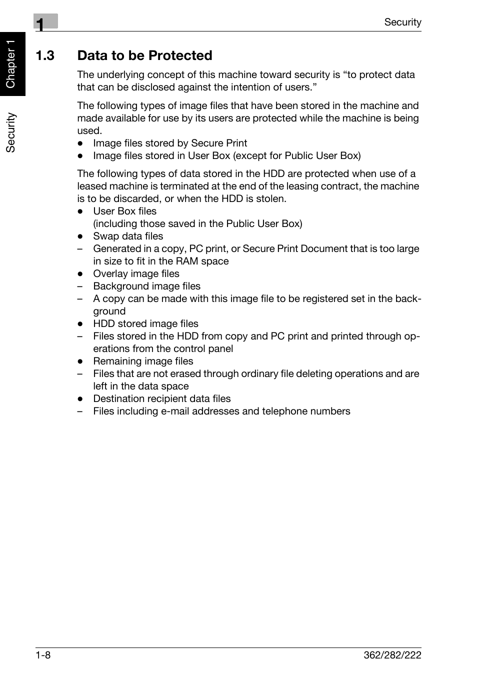 3 data to be protected, Data to be protected -8 | Konica Minolta bizhub 282 User Manual | Page 13 / 90