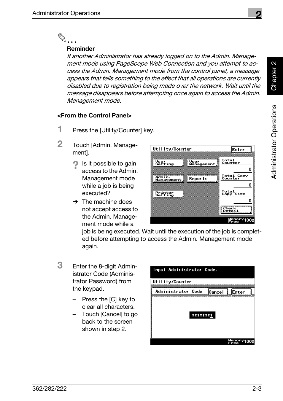 From the control panel, From the control panel> -3 | Konica Minolta bizhub 282 User Manual | Page 20 / 90