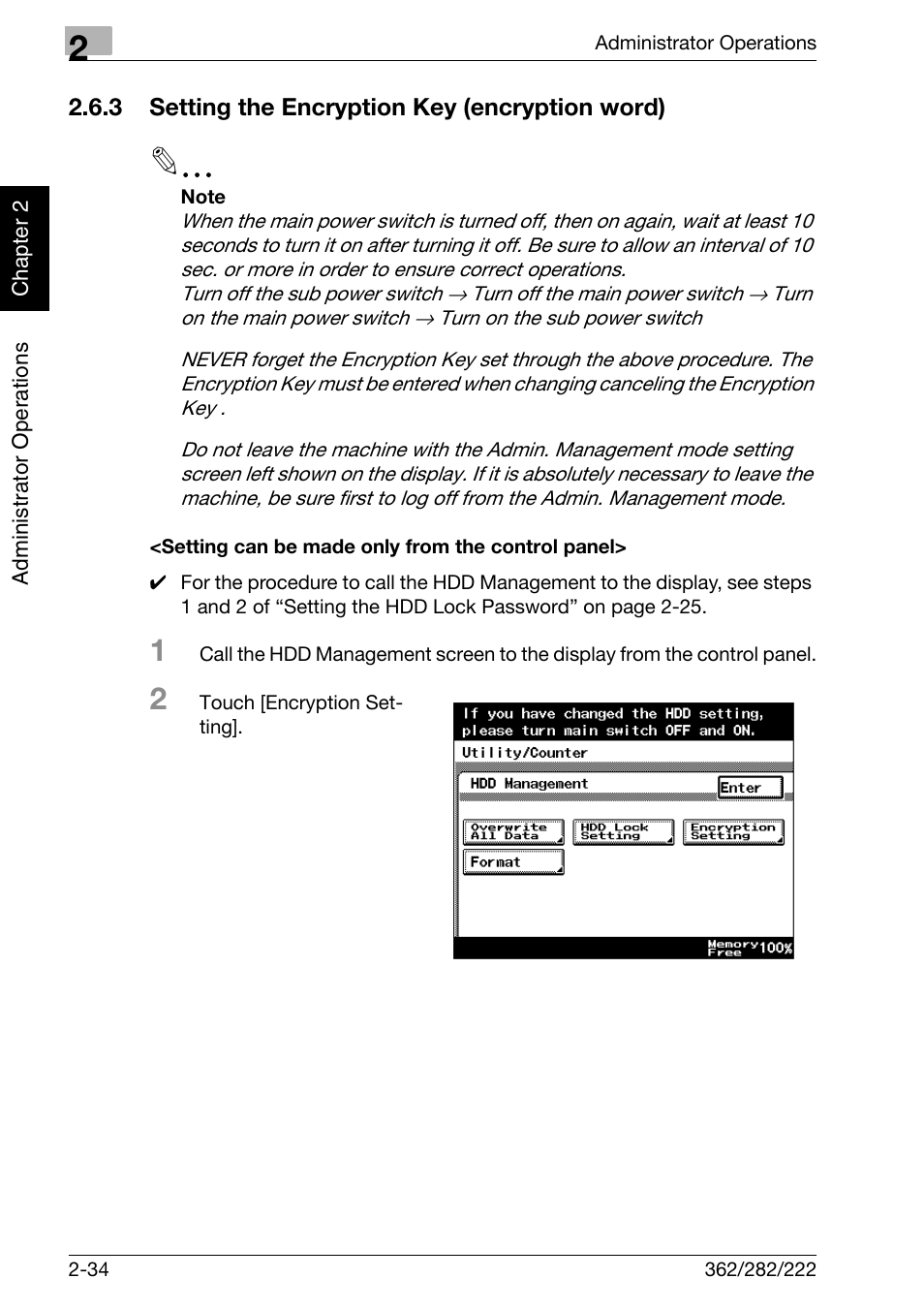 3 setting the encryption key (encryption word), Setting can be made only from the control panel | Konica Minolta bizhub 282 User Manual | Page 51 / 90