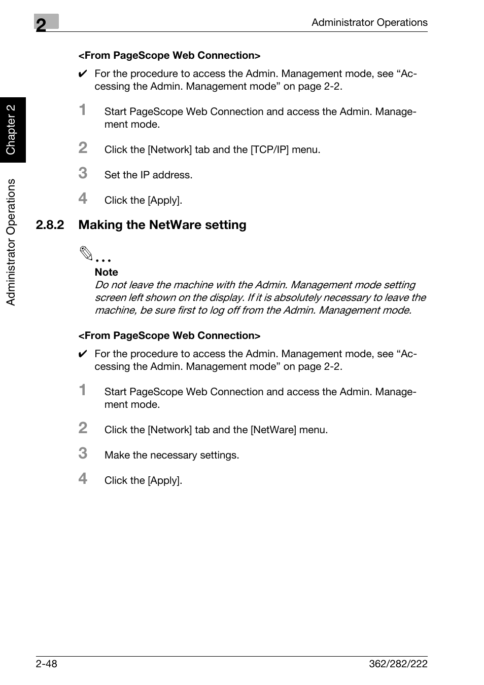 2 making the netware setting | Konica Minolta bizhub 282 User Manual | Page 65 / 90