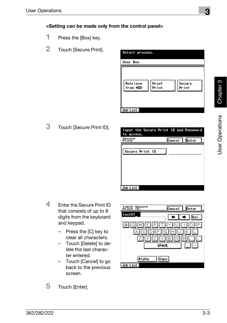 Setting can be made only from the control panel | Konica Minolta bizhub 282 User Manual | Page 70 / 90