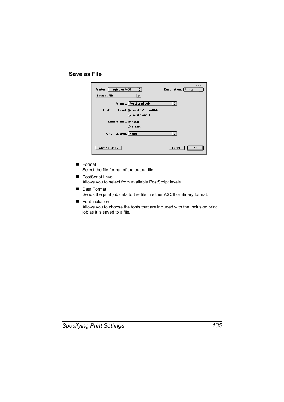 Save as file, Save as file 135 | Konica Minolta magicolor 7450 II User Manual | Page 155 / 350