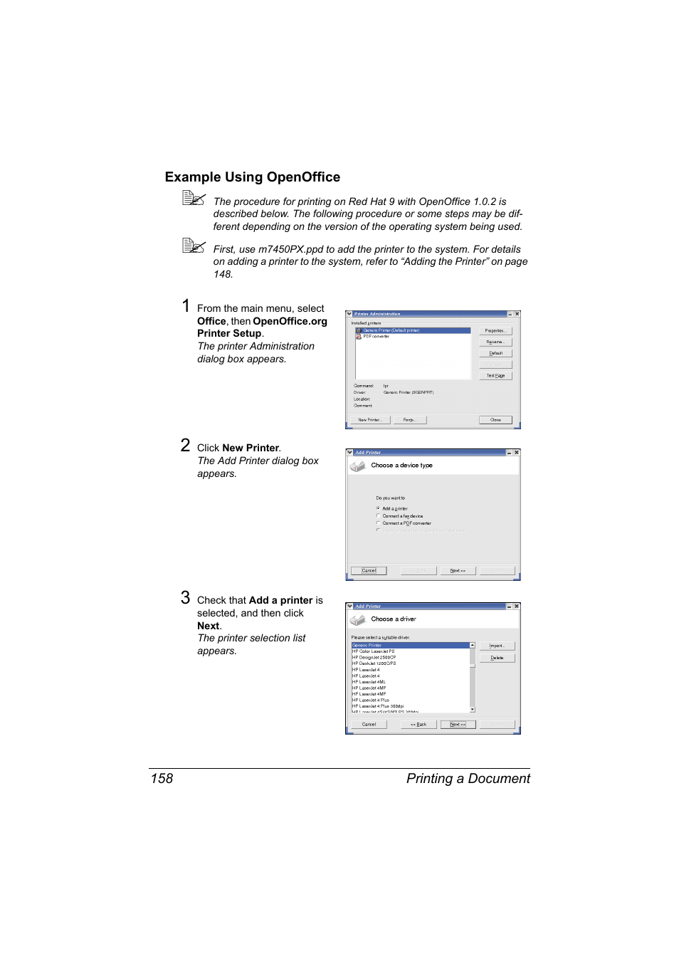 Example using openoffice, Example using openoffice 158 | Konica Minolta magicolor 7450 II User Manual | Page 178 / 350