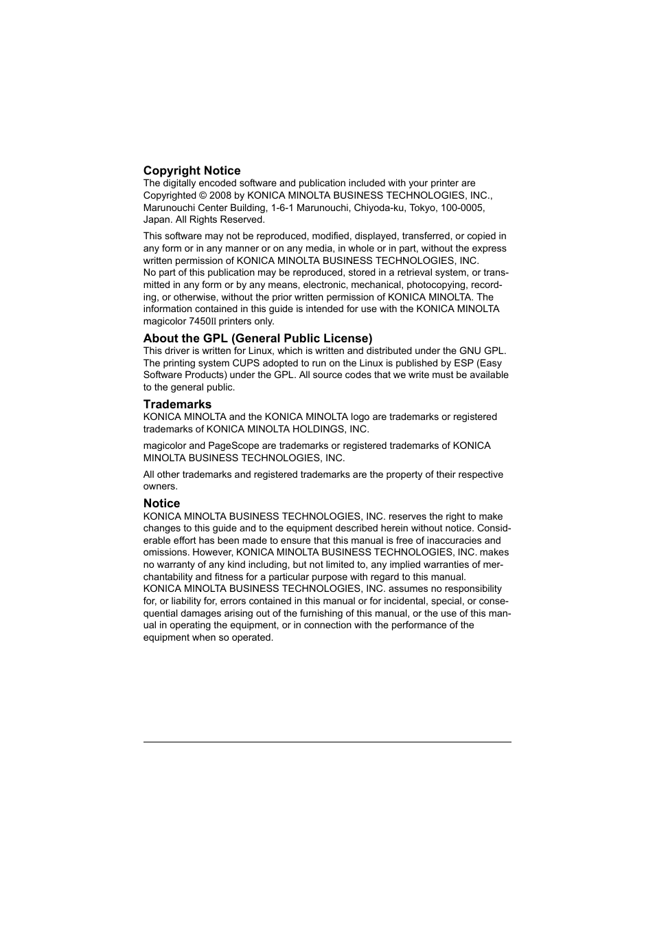 Konica Minolta magicolor 7450 II User Manual | Page 2 / 350