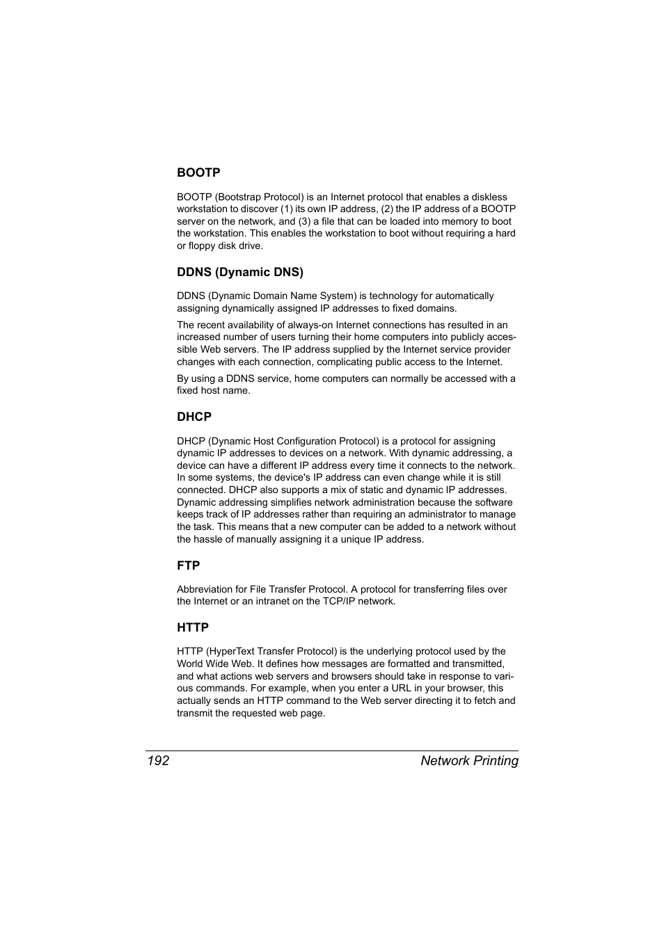 Bootp, Ddns (dynamic dns), Dhcp | Http | Konica Minolta magicolor 7450 II User Manual | Page 212 / 350