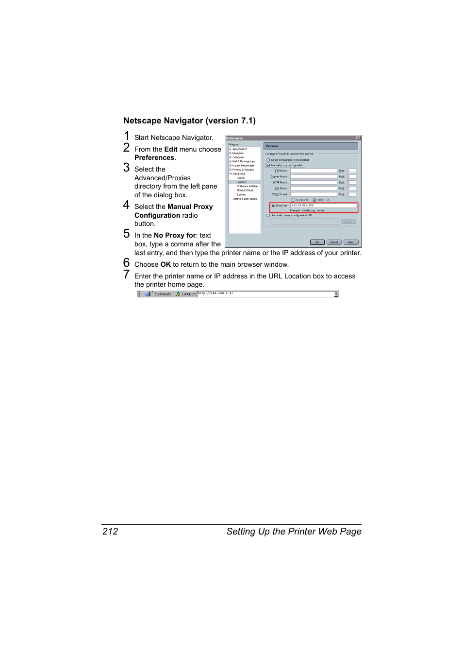 Netscape navigator (version 7.1), Netscape navigator (version 7.1) 212 | Konica Minolta magicolor 7450 II User Manual | Page 232 / 350