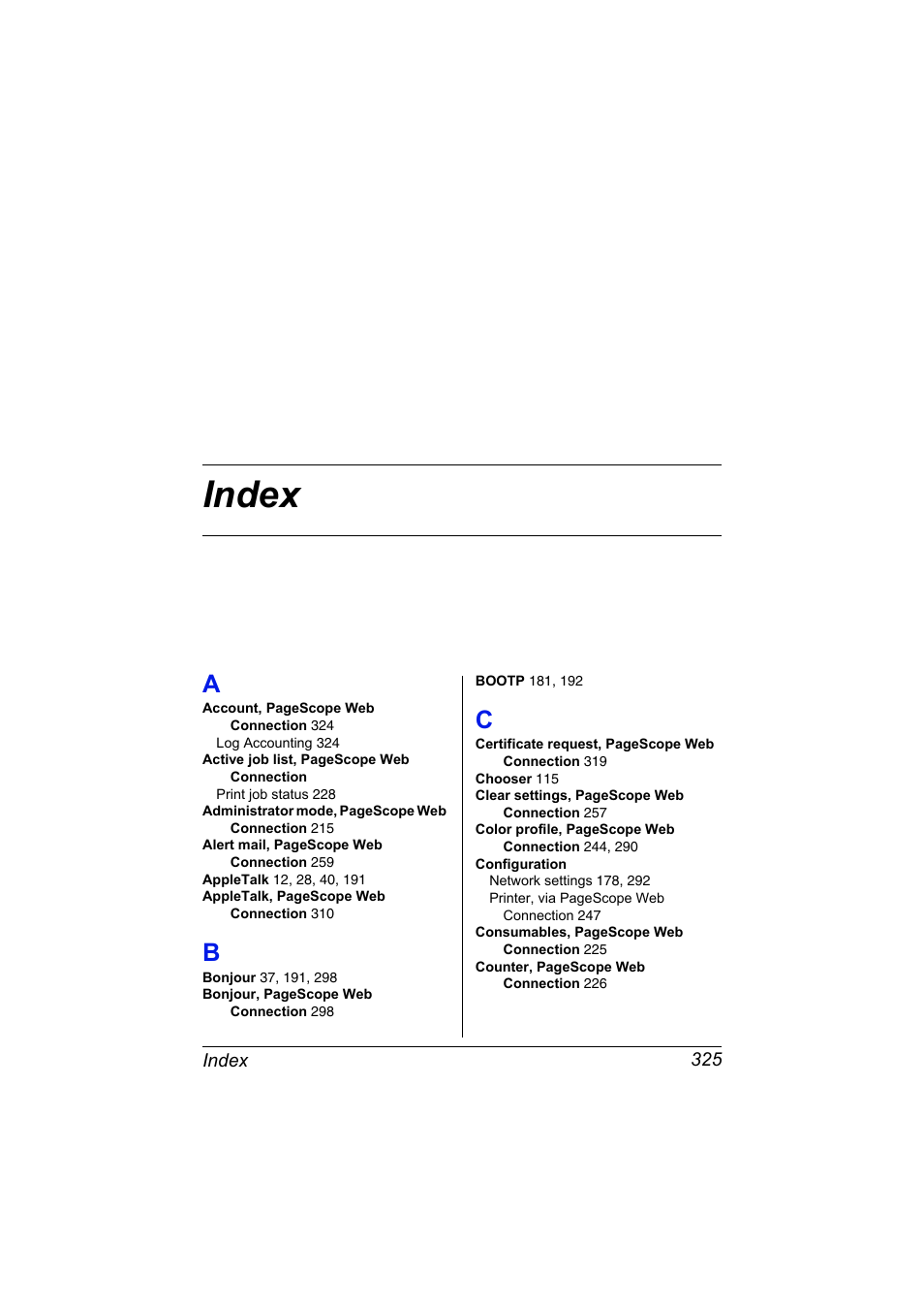 Index | Konica Minolta magicolor 7450 II User Manual | Page 345 / 350