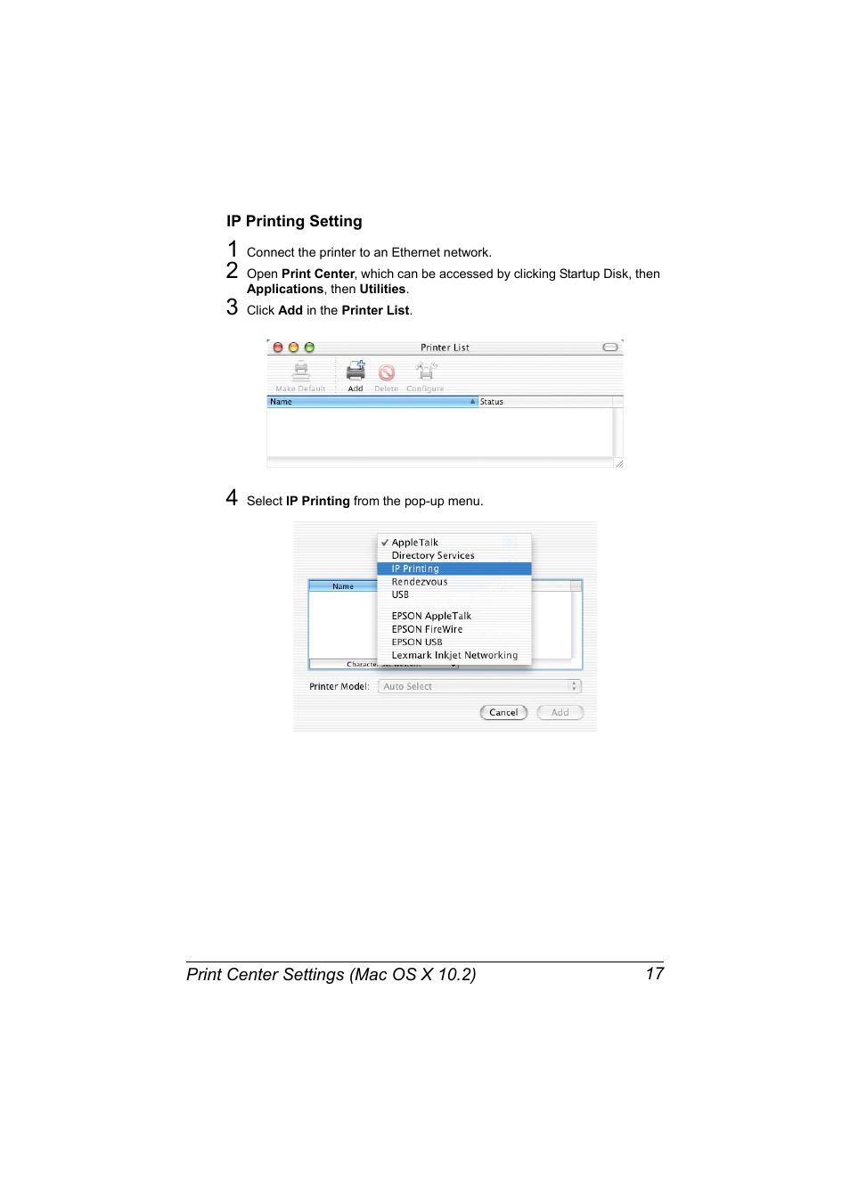 Ip printing setting, Ip printing setting 17 | Konica Minolta magicolor 7450 II User Manual | Page 37 / 350
