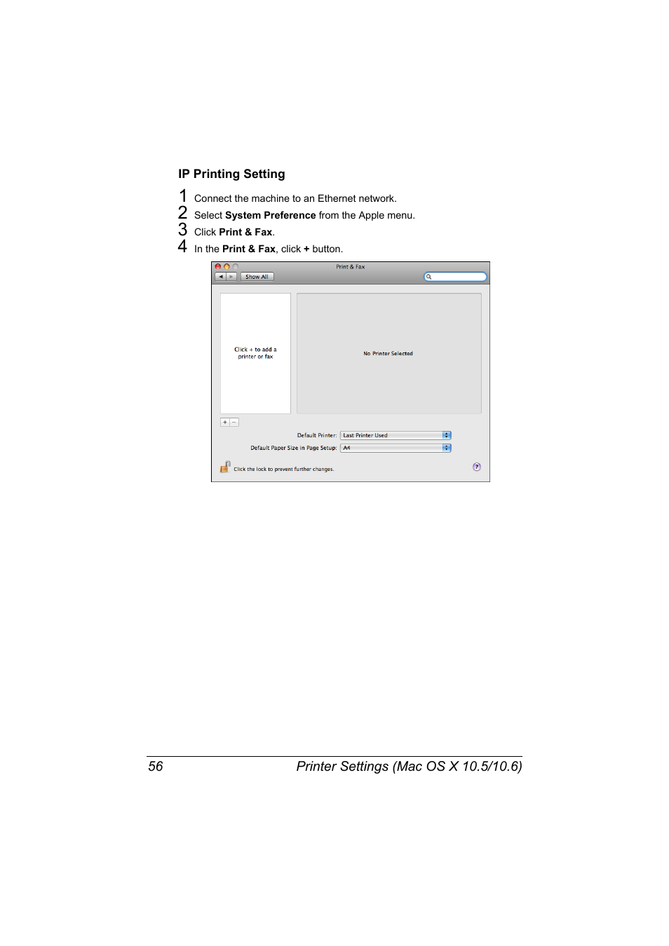 Ip printing setting, Ip printing setting 56 | Konica Minolta magicolor 7450 II User Manual | Page 76 / 350