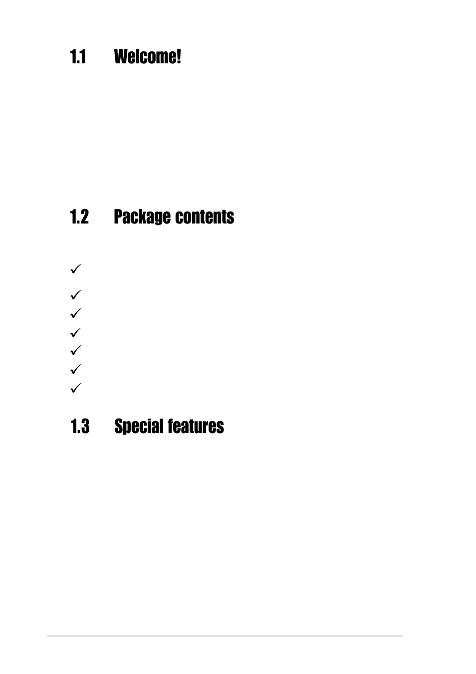 1 welcome, 2 package contents, 3 special features | Asus Motherboard A7N8X-VM/400 User Manual | Page 12 / 64