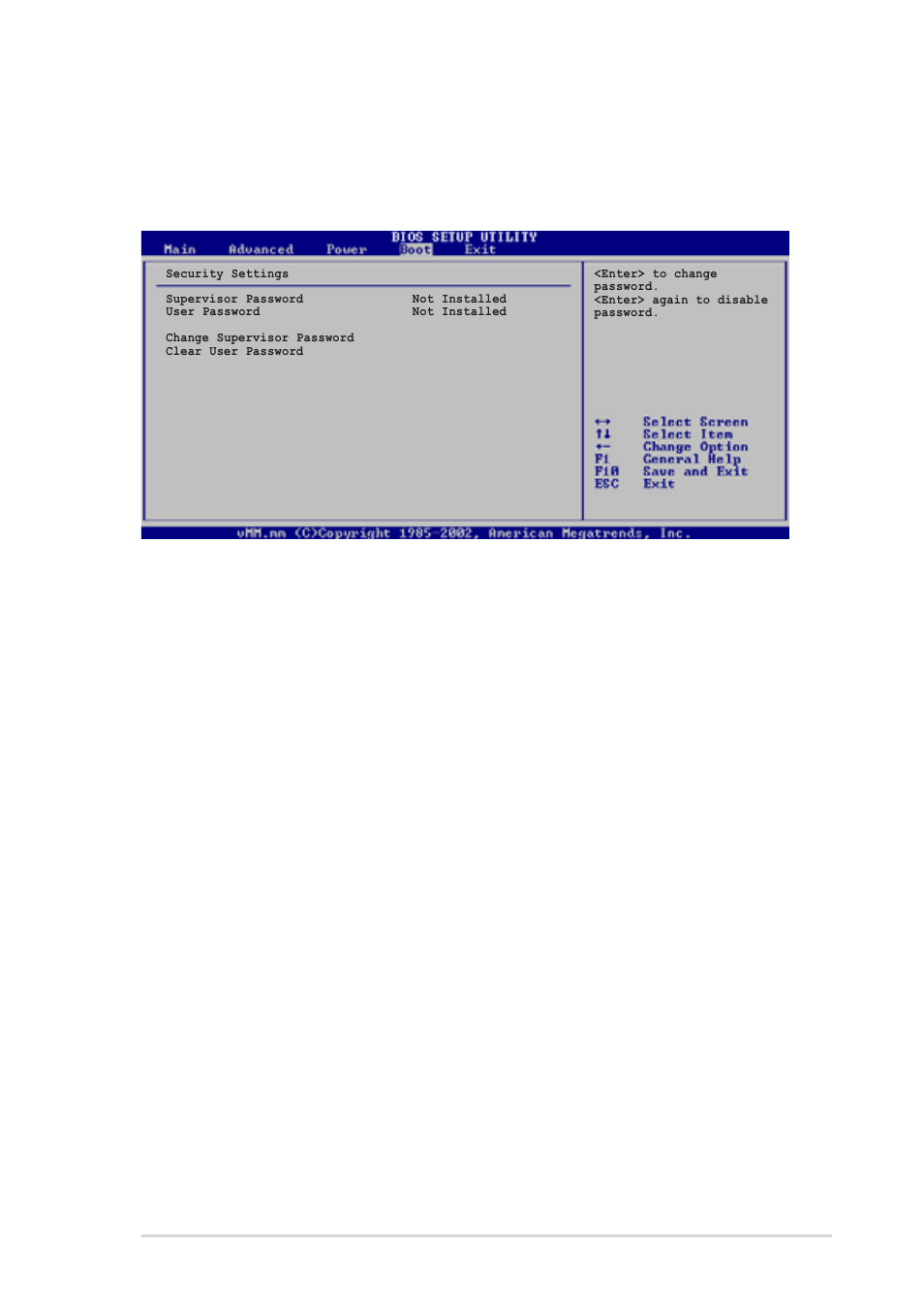 2 security, Change supervisor password | Asus Motherboard A7N8X-VM/400 User Manual | Page 55 / 64