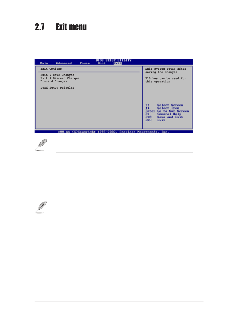 7 exit menu | Asus Motherboard A7N8X-VM/400 User Manual | Page 57 / 64