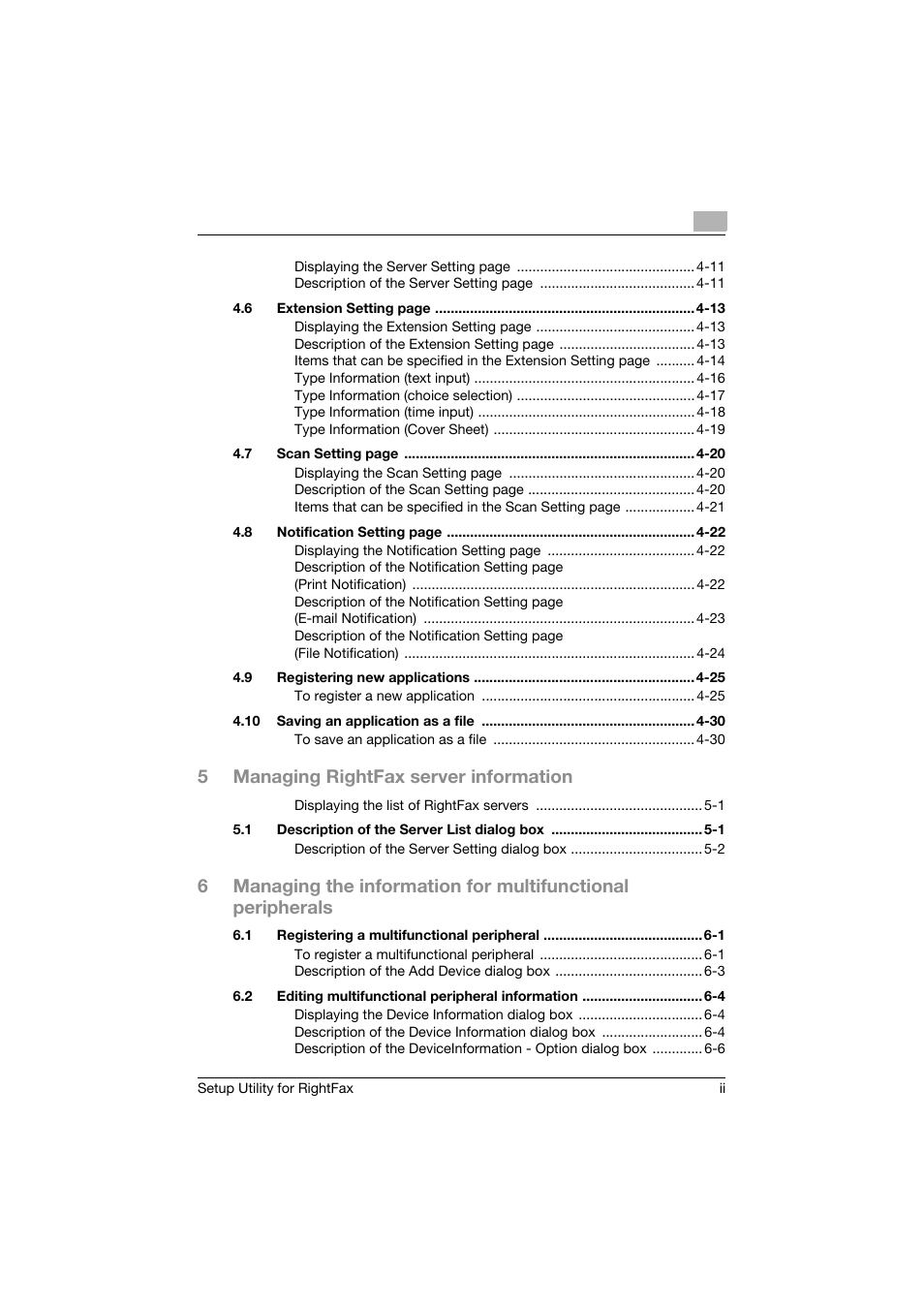 5managing rightfax server information | Konica Minolta bizhub 751 User Manual | Page 3 / 65