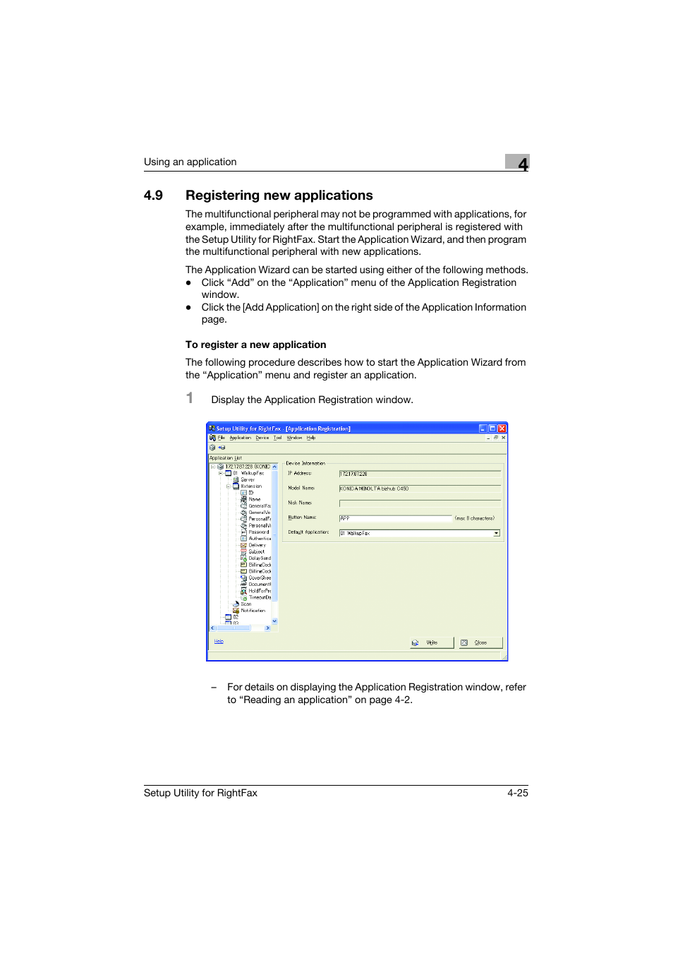 9 registering new applications, To register a new application, Registering new applications -25 | To register a new application -25 | Konica Minolta bizhub 751 User Manual | Page 39 / 65