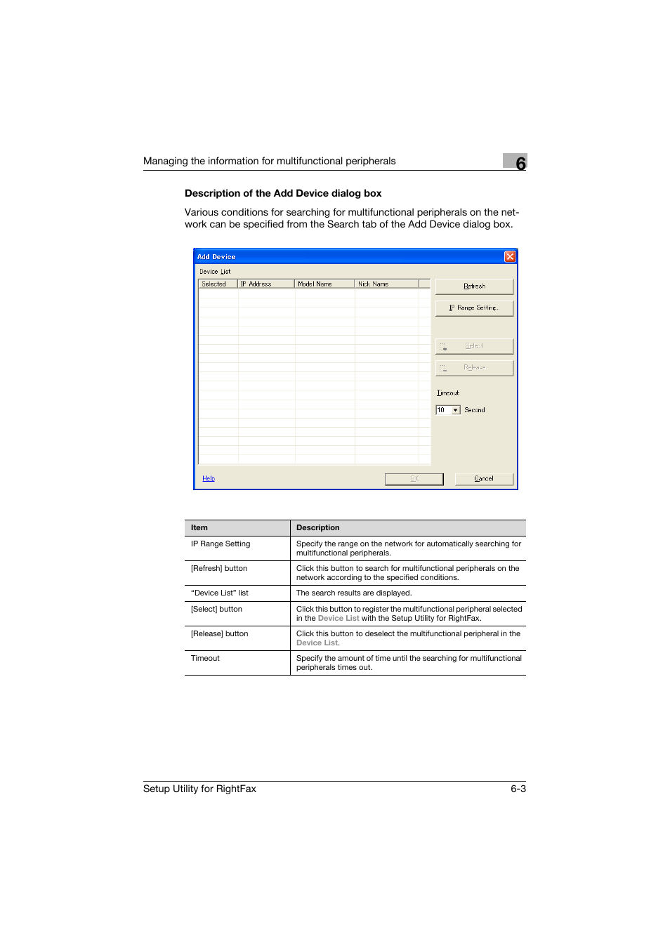 Description of the add device dialog box, Description of the add device dialog box -3 | Konica Minolta bizhub 751 User Manual | Page 50 / 65