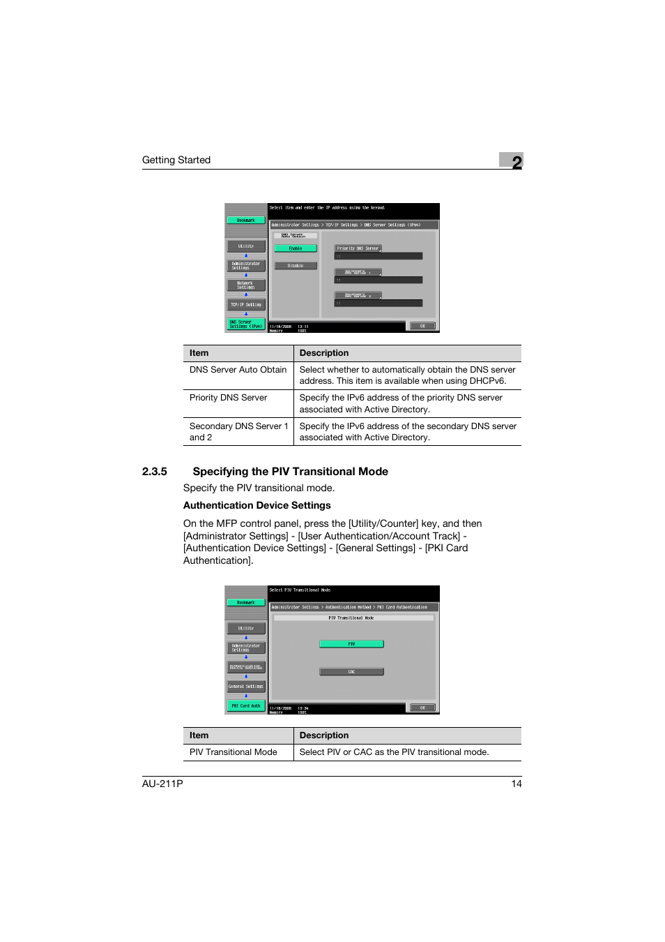 5 specifying the piv transitional mode, Specifying the piv transitional mode | Konica Minolta AU-211P User Manual | Page 15 / 65