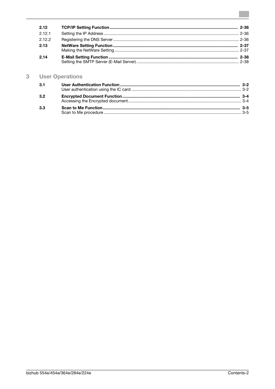 3user operations | Konica Minolta bizhub 364e User Manual | Page 3 / 58