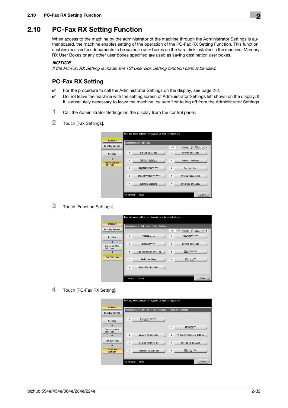 10 pc-fax rx setting function, Pc-fax rx setting | Konica Minolta bizhub 364e User Manual | Page 45 / 58