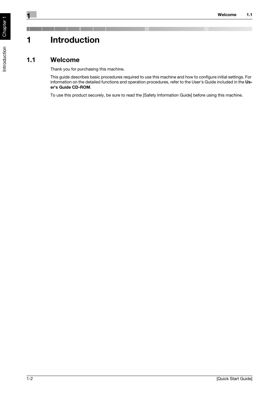 1 introduction, 1 welcome, Introduction | Welcome -2, 1introduction | Konica Minolta bizhub 4750 User Manual | Page 5 / 62