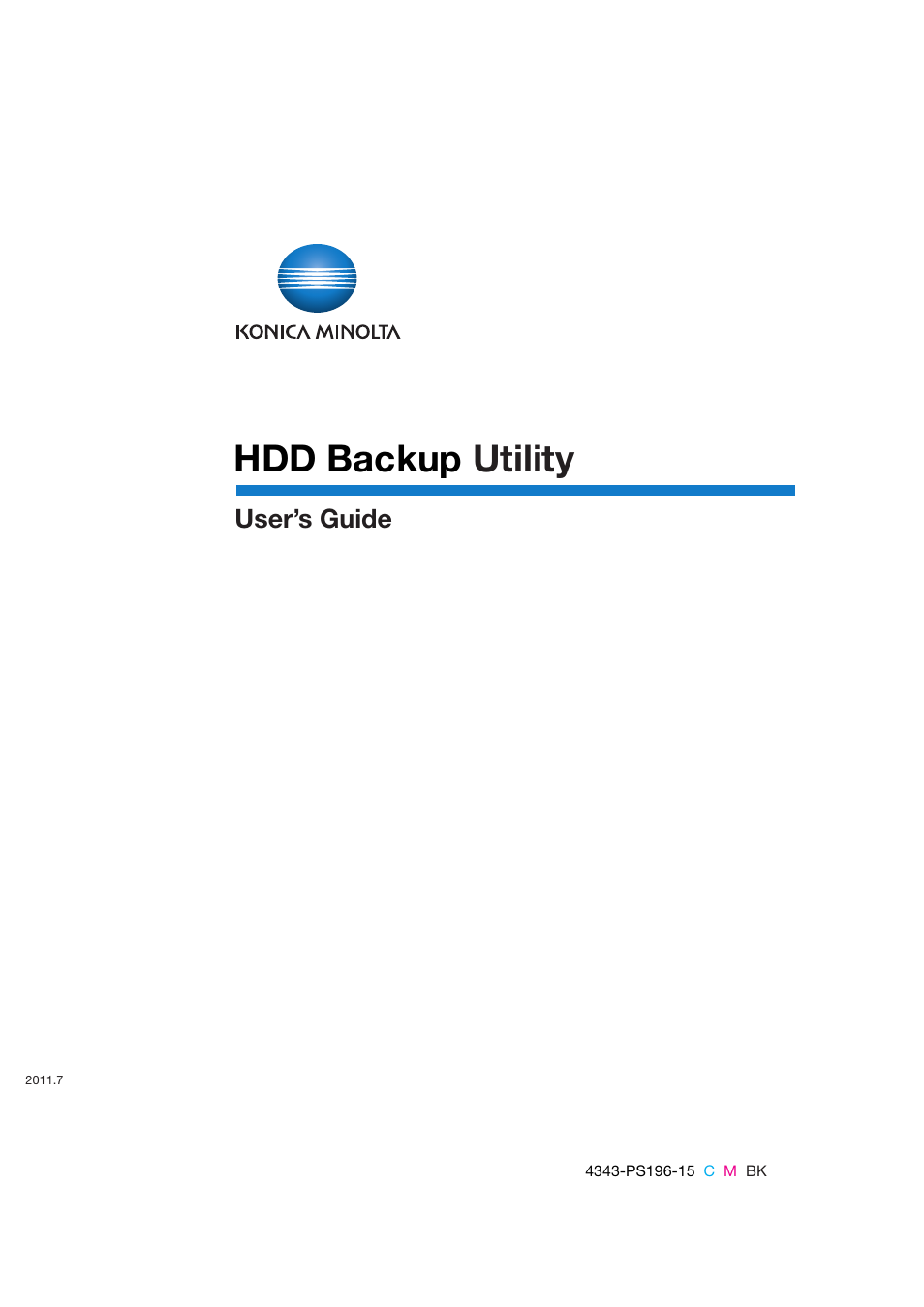 Konica Minolta HDD Backup Utility User Manual | 30 pages