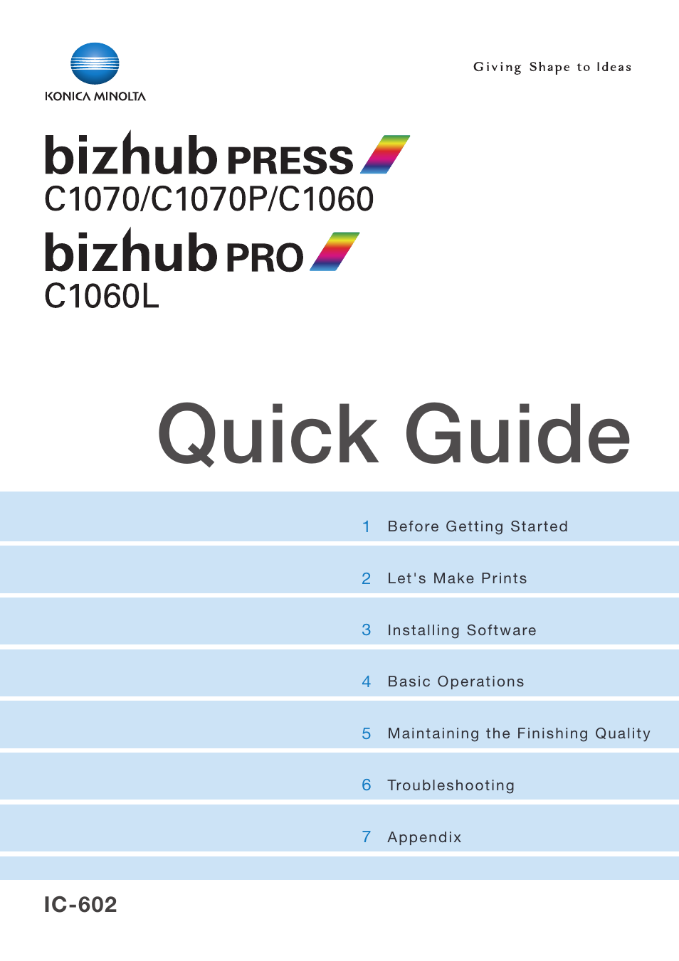 Konica Minolta bizhub PRO C1060L User Manual | 143 pages